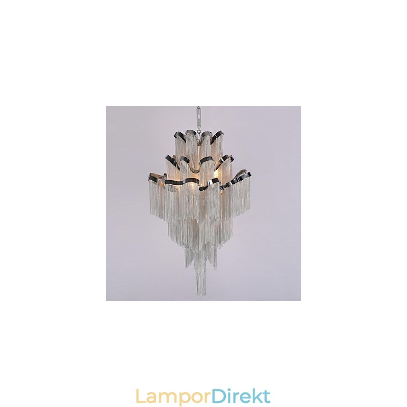Aluminium Stream Ljuskrona Designer Pendel Light Silver Färg Spiraltrappa Trappa