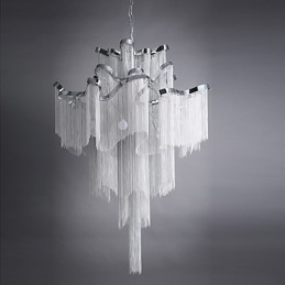 Aluminium Stream Ljuskrona Designer Pendel Light Silver Färg Spiraltrappa Trappa