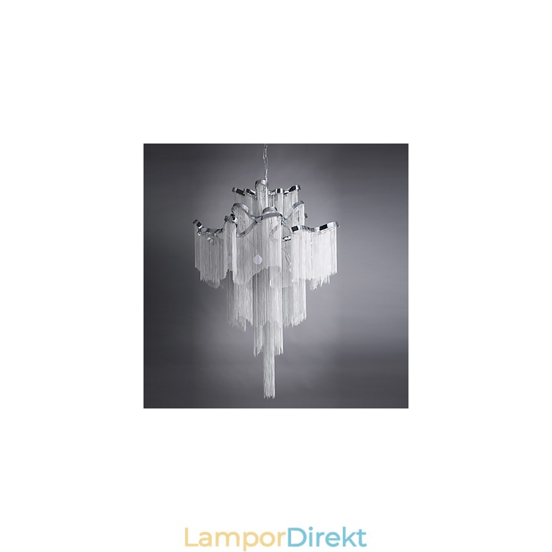 Aluminium Stream Ljuskrona Designer Pendel Light Silver Färg Spiraltrappa Trappa