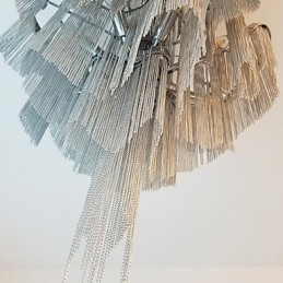Aluminium Stream Ljuskrona Designer Pendel Light Silver Färg Spiraltrappa Trappa