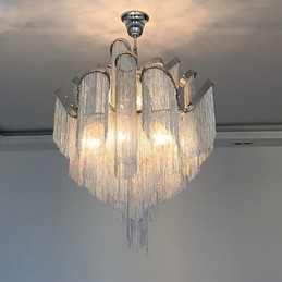 Aluminium Stream Ljuskrona Designer Pendel Light Silver Färg Spiraltrappa Trappa