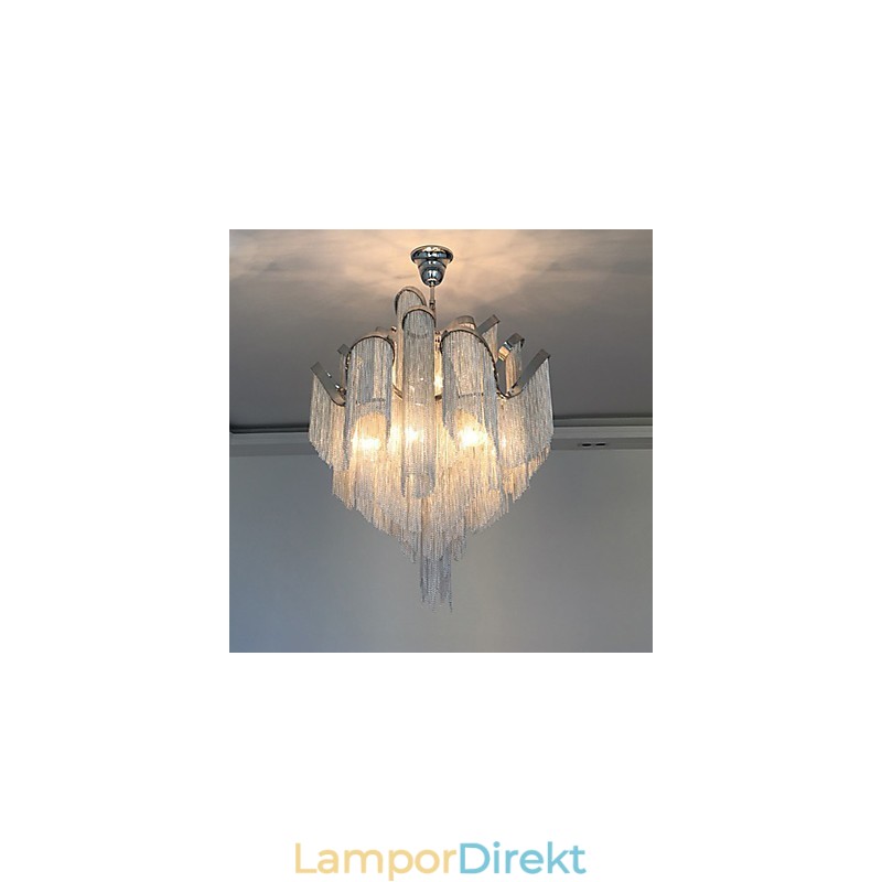 Aluminium Stream Ljuskrona Designer Pendel Light Silver Färg Spiraltrappa Trappa