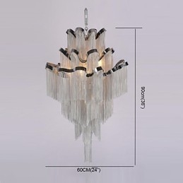 Aluminium Stream Ljuskrona Designer Pendel Light Silver Färg Spiraltrappa Trappa