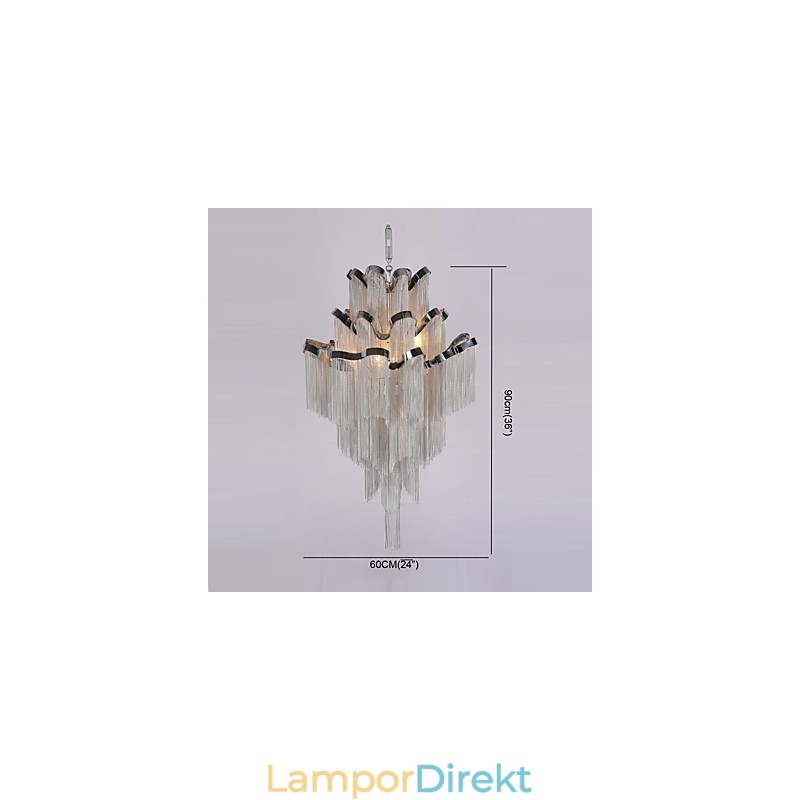 Aluminium Stream Ljuskrona Designer Pendel Light Silver Färg Spiraltrappa Trappa