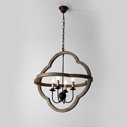 Vintage Metall Amerikansk Industriell Loftmålning Färg Trä Ljuskrona Lampa Inomhus Dekorera Hängande Lampa