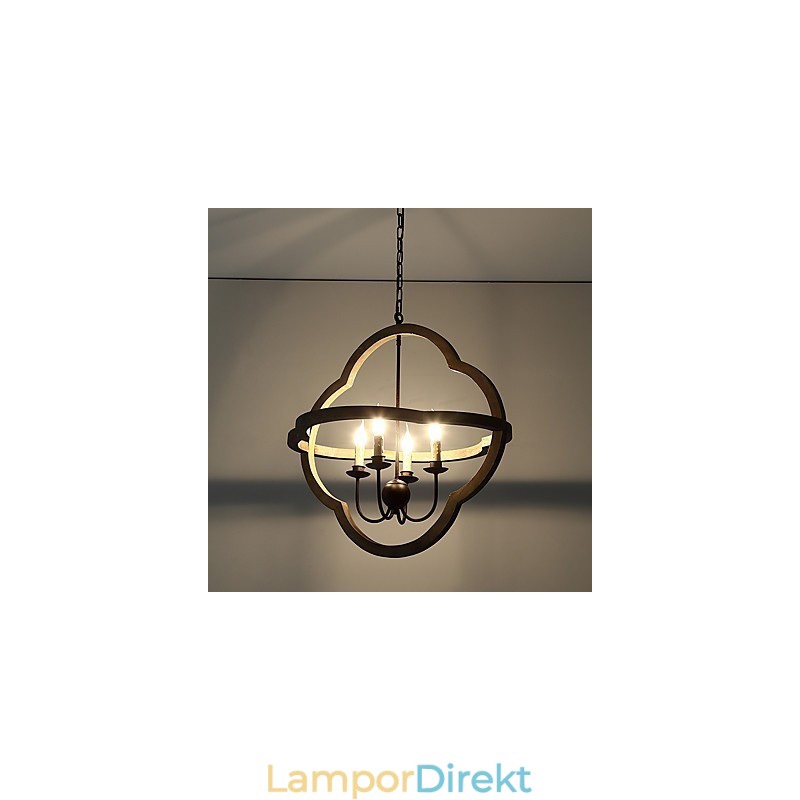 Vintage Metall Amerikansk Industriell Loftmålning Färg Trä Ljuskrona Lampa Inomhus Dekorera Hängande Lampa