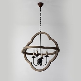Vintage Metall Amerikansk Industriell Loftmålning Färg Trä Ljuskrona Lampa Inomhus Dekorera Hängande Lampa