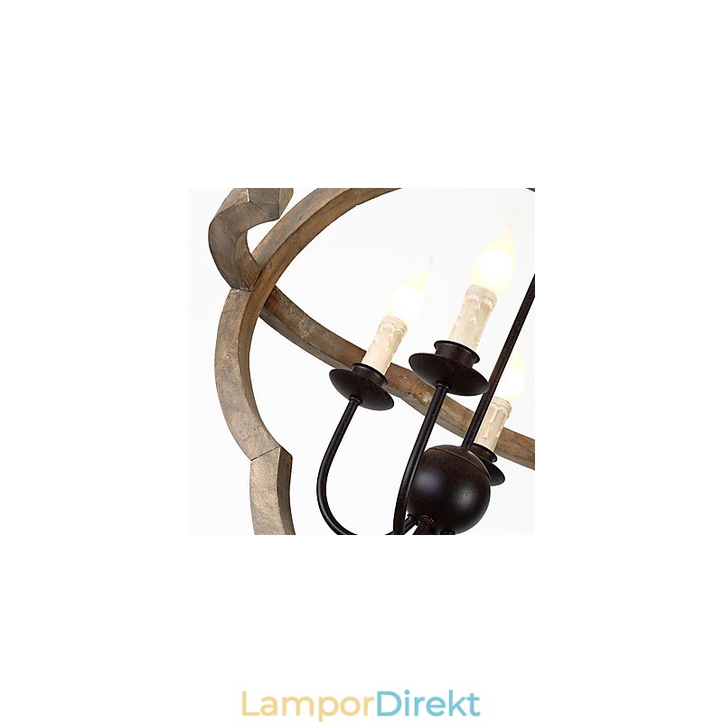Vintage Metall Amerikansk Industriell Loftmålning Färg Trä Ljuskrona Lampa Inomhus Dekorera Hängande Lampa