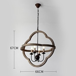 Vintage Metall Amerikansk Industriell Loftmålning Färg Trä Ljuskrona Lampa Inomhus Dekorera Hängande Lampa