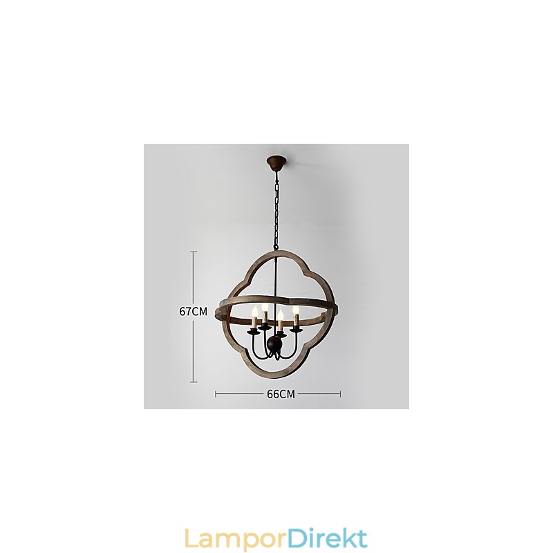 Vintage Metall Amerikansk Industriell Loftmålning Färg Trä Ljuskrona Lampa Inomhus Dekorera Hängande Lampa