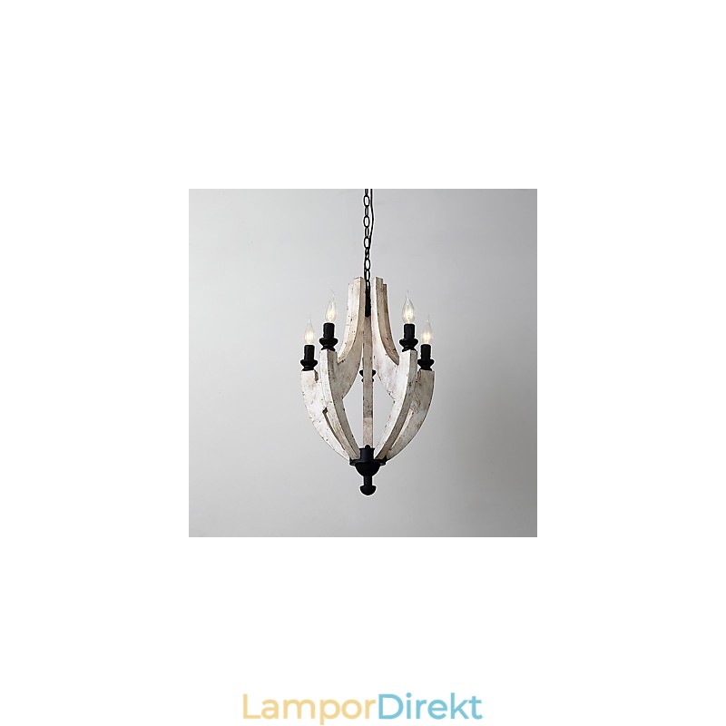 Vintage Målning Funktion Mini Stil Trä Bambu Ljuskrona Lampa Dekorera Hänglampa