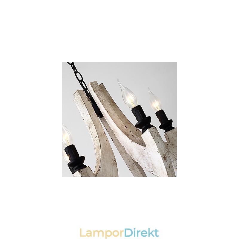 Vintage Målning Funktion Mini Stil Trä Bambu Ljuskrona Lampa Dekorera Hänglampa
