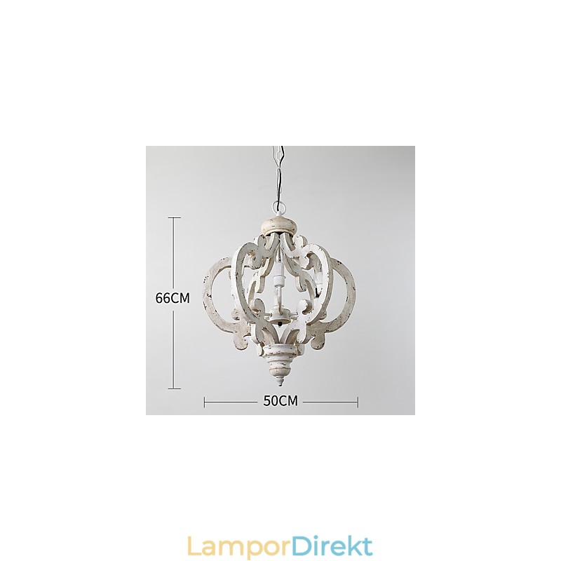 Vintage Målning Funktion Mini Stil Trä Bambu Ljuskrona Lampa Dekorera Hänglampa