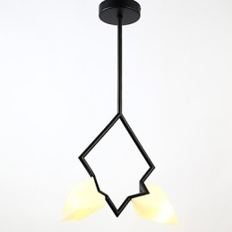 2 Ljus Post Modern Metall Med Glas Persika Ljuskrona Lampa Matsalen Dekorera Hängande Lampa