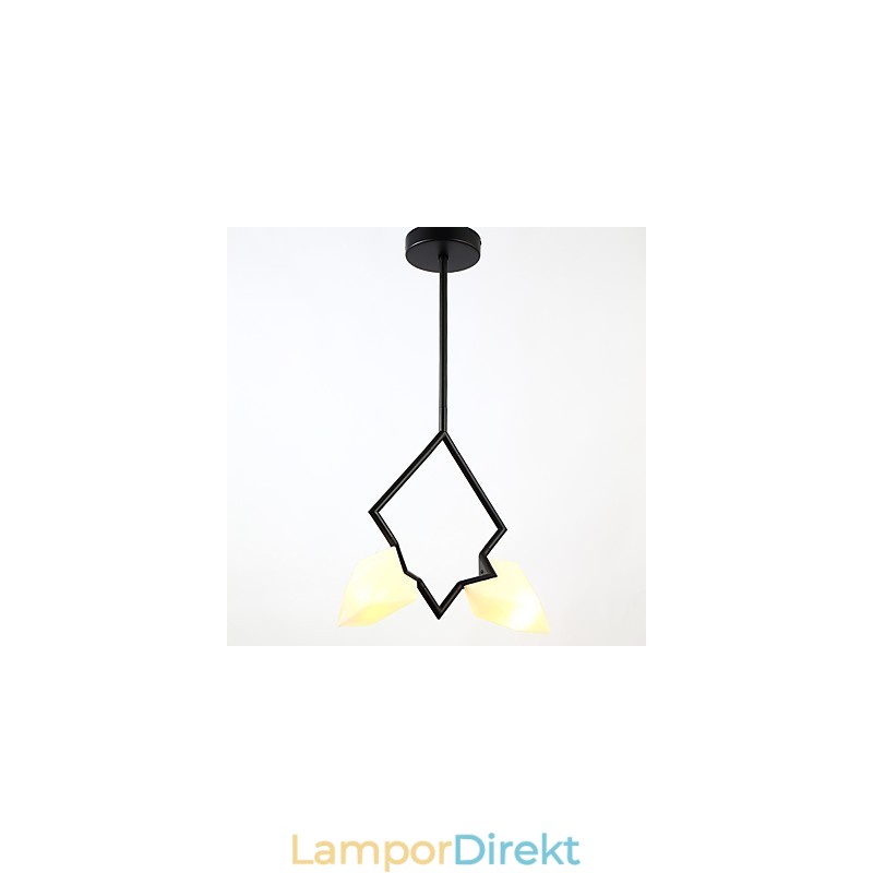 2 Ljus Post Modern Metall Med Glas Persika Ljuskrona Lampa Matsalen Dekorera Hängande Lampa