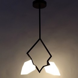 2 Ljus Post Modern Metall Med Glas Persika Ljuskrona Lampa Matsalen Dekorera Hängande Lampa
