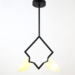 2 Ljus Post Modern Metall Med Glas Persika Ljuskrona Lampa Matsalen Dekorera Hängande Lampa