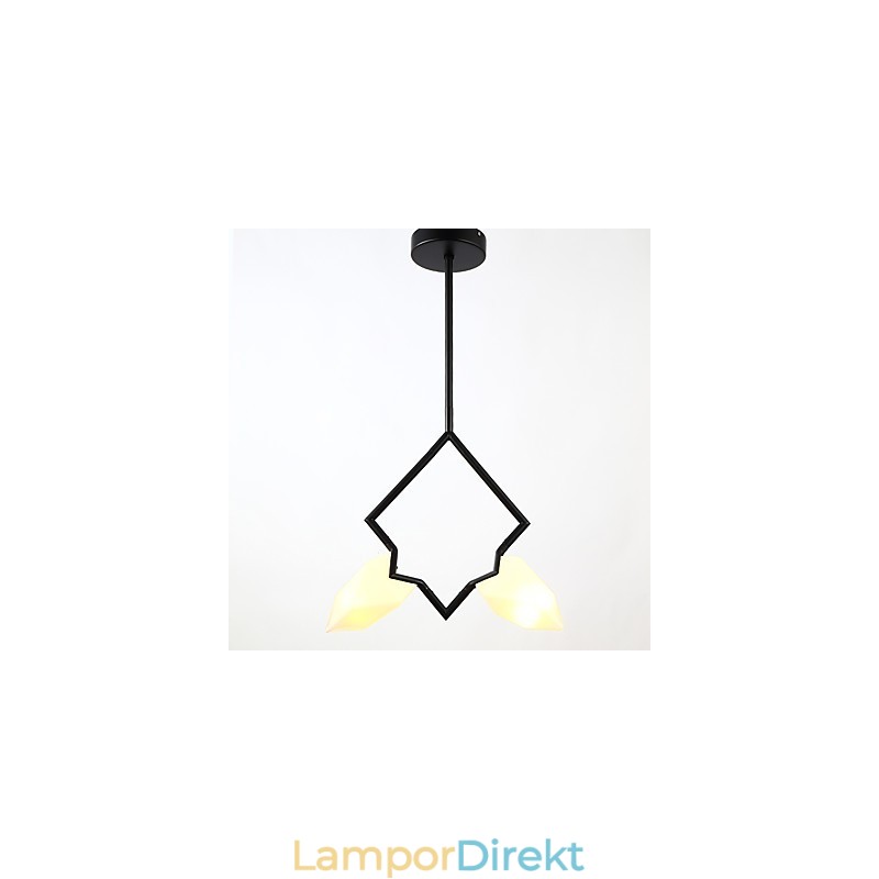 2 Ljus Post Modern Metall Med Glas Persika Ljuskrona Lampa Matsalen Dekorera Hängande Lampa