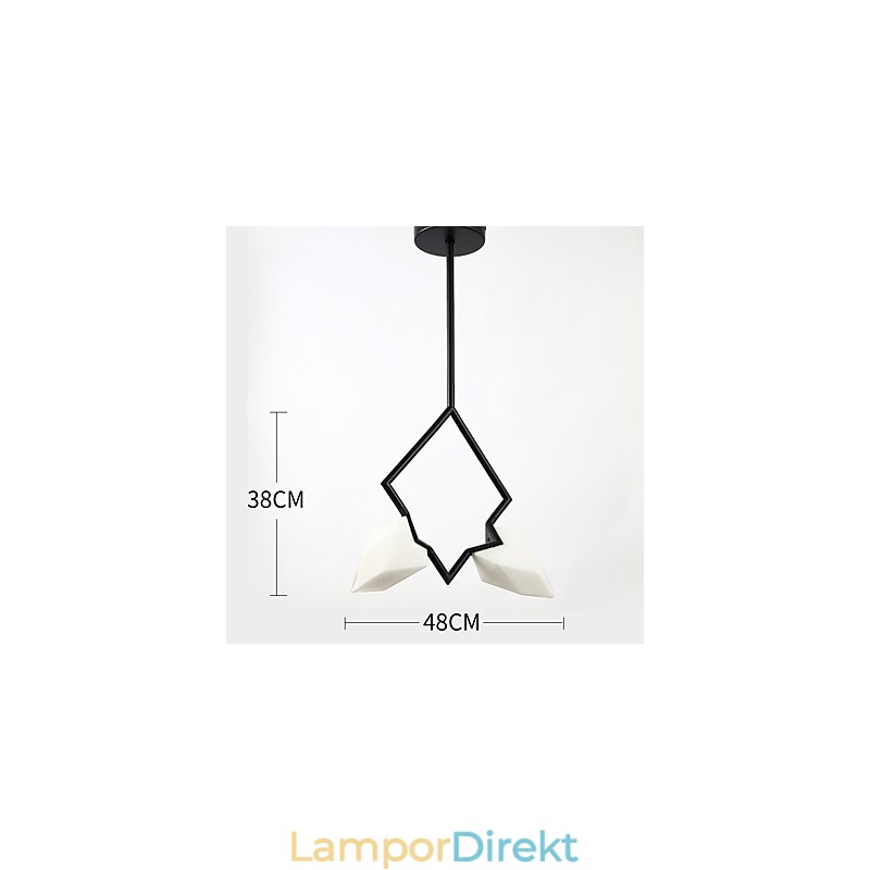 2 Ljus Post Modern Metall Med Glas Persika Ljuskrona Lampa Matsalen Dekorera Hängande Lampa