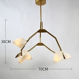 Fem Ljus Postmodern Metall Med Glas Persika Ljuskrona Lampa Matsalen Dekorera Hängande Lampa