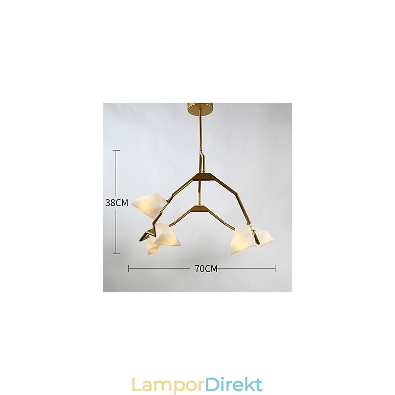 Fem Ljus Postmodern Metall Med Glas Persika Ljuskrona Lampa Matsalen Dekorera Hängande Lampa