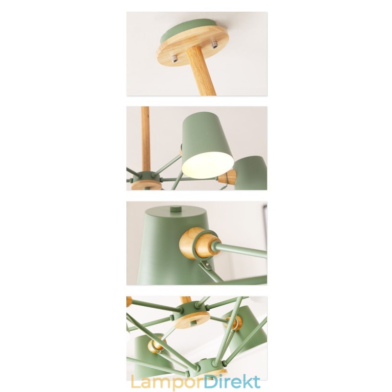 Flera Färger Macaron Trä Vintage Målning Funktion Metall Ljuskrona