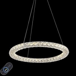 Modern Ring Kristall Tak Pendelljus Kristall Ljuskrona Ljus Inomhusbelysning Lampor Armaturer Dimbar Med Fjärrkontroll