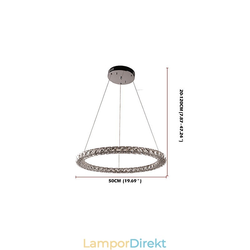 Modern Ring Kristall Tak Pendelljus Kristall Ljuskrona Ljus Inomhusbelysning Lampor Armaturer Dimbar Med Fjärrkontroll