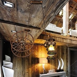 Rustik Lodge Vintage Retro Country Globe Målning Funktion För Mini Style Designers Metall Ljuskrona