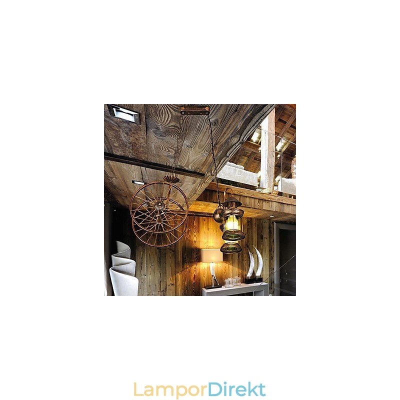 Rustik Lodge Vintage Retro Country Globe Målning Funktion För Mini Style Designers Metall Ljuskrona