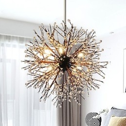 Modern Ljuskrona Fyrverkeri Vintage Smidesjärn Med 8 Lampor Chandelier Island Pendelbelysning Taklampa