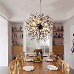 Modern Ljuskrona Fyrverkeri Vintage Smidesjärn Med 8 Lampor Chandelier Island Pendelbelysning Taklampa