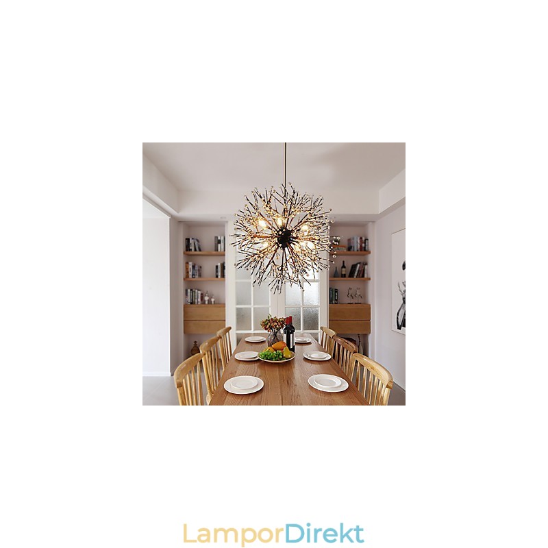 Modern Ljuskrona Fyrverkeri Vintage Smidesjärn Med 8 Lampor Chandelier Island Pendelbelysning Taklampa