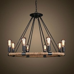 Traditionell Klassisk Rustik Lodge Vintage Retro Landmålning Metall Taklampa
