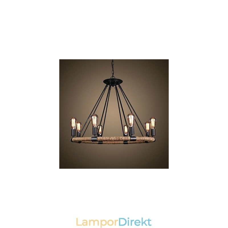 Traditionell Klassisk Rustik Lodge Vintage Retro Landmålning Metall Taklampa