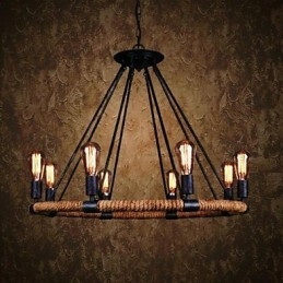 Traditionell Klassisk Rustik Lodge Vintage Retro Landmålning Metall Taklampa