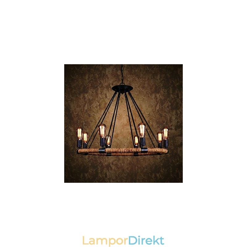 Traditionell Klassisk Rustik Lodge Vintage Retro Landmålning Metall Taklampa