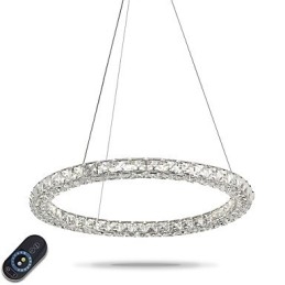 Modern Ring Kristall Pendellampa Kristallkrona Taklampa Inomhuslampor Armaturer Dimbar Med Fjärrkontroll
