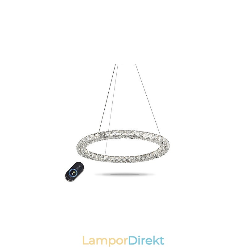 Modern Ring Kristall Pendellampa Kristallkrona Taklampa Inomhuslampor Armaturer Dimbar Med Fjärrkontroll