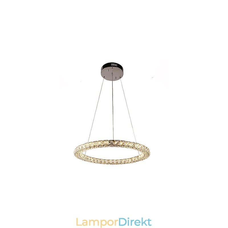 Modern Ring Kristall Pendellampa Kristallkrona Taklampa Inomhuslampor Armaturer Dimbar Med Fjärrkontroll