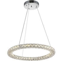 Modern Ring Kristall Pendellampa Kristallkrona Taklampa Inomhuslampor Armaturer Dimbar Med Fjärrkontroll