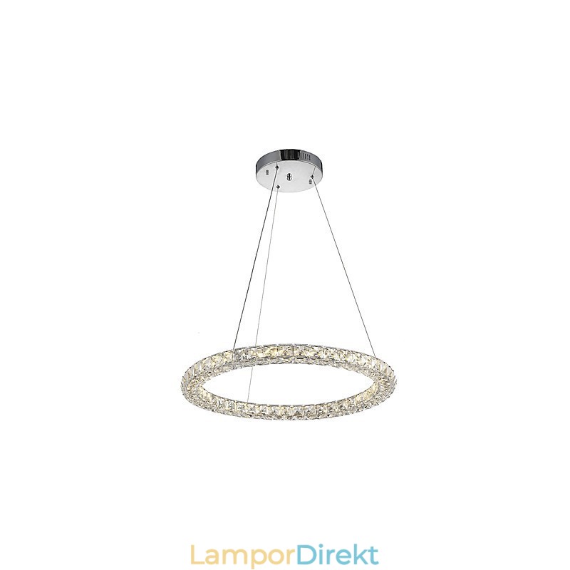 Modern Ring Kristall Pendellampa Kristallkrona Taklampa Inomhuslampor Armaturer Dimbar Med Fjärrkontroll