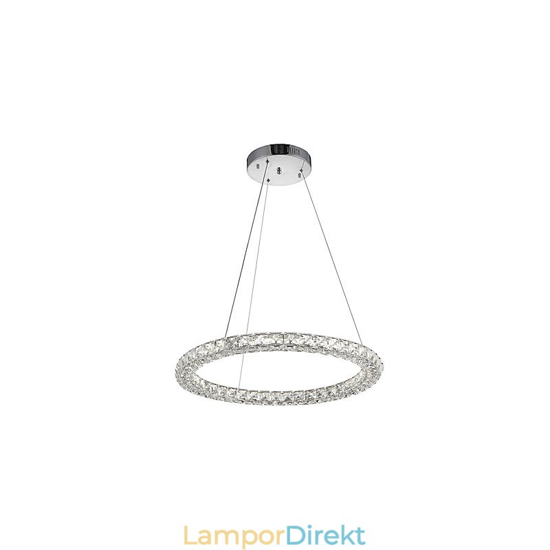 Modern Ring Kristall Pendellampa Kristallkrona Taklampa Inomhuslampor Armaturer Dimbar Med Fjärrkontroll