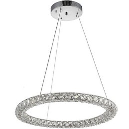 Modern Ring Kristall Pendellampa Kristallkrona Taklampa Inomhuslampor Armaturer Dimbar Med Fjärrkontroll