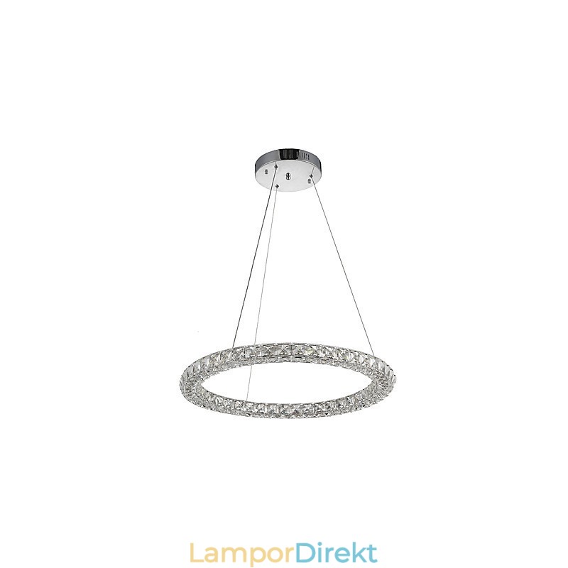 Modern Ring Kristall Pendellampa Kristallkrona Taklampa Inomhuslampor Armaturer Dimbar Med Fjärrkontroll