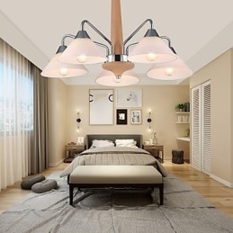 Modern Och Modern Country Galvaniserad Funktion För Träbambu Ljuskrona