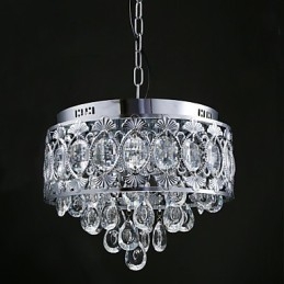 Elegant Modern Transparent Kristallkrona Med 4 Lampor