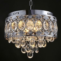 Elegant Modern Transparent Kristallkrona Med 4 Lampor