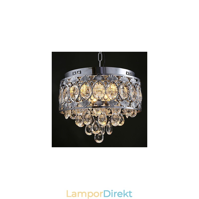 Elegant Modern Transparent Kristallkrona Med 4 Lampor