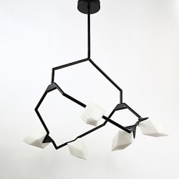 Fem Ljus Postmodern Metall Med Glas Persika Ljuskrona Lampa Matsalen Dekorera Hängande Lampa